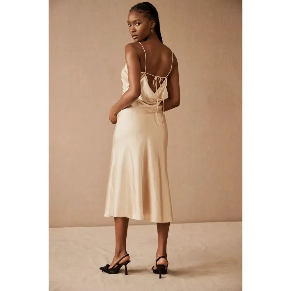 NWT $400 SACHIN & BABI BHLDN COWL NECK & COWL BACK WINTER SLIP DRESS SIZE 8 - Picture 2 of 7